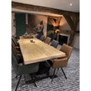 Robuuste boomstamtafels, industriële familie eettafels met kruispoot & XXL tuintafels te Drachten (Bezorging door heel NL, m.u.v. de Wadden-eilanden is mogelijk)